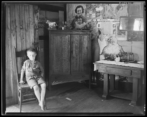 Interior of miner's shack. Scott's Run outside of Morgantown, West Virginia