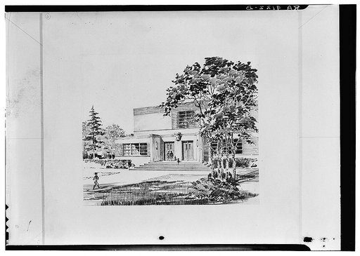 Drawing of school model proposed for Greenbelt project, Maryland