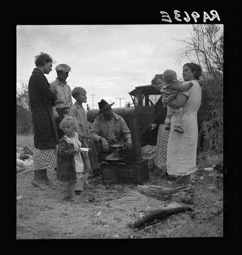 Along the highway near Bakersfield, California. Dust bowl refugees