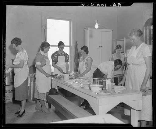 Women volunteers preparing school lunch. Reedsville, West Virginia