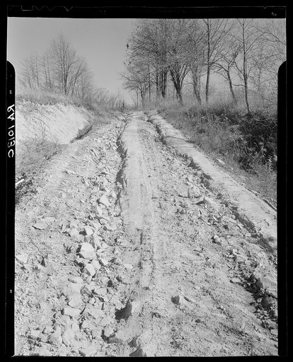 Poor country road typical of this area. Brown County, Indiana