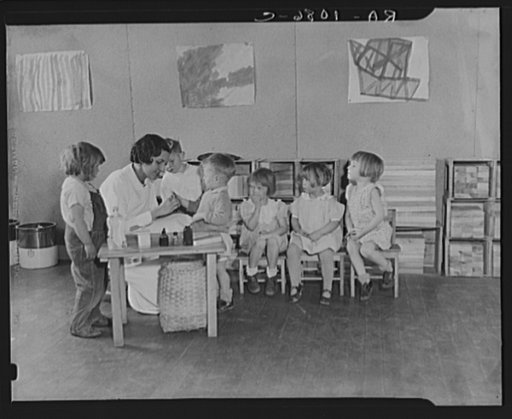 Kindergarten children with trained nurse. Reedsville, West Virginia