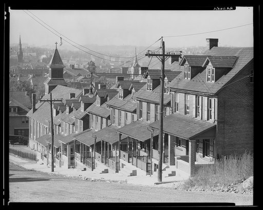 Bethlehem, Pennsylvania. Stepped row of house of a hillside street