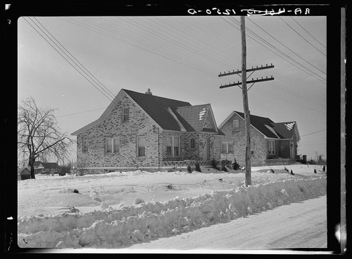 Shabby brick houses typical of Franklin Township near Bound Brook, New Jersey