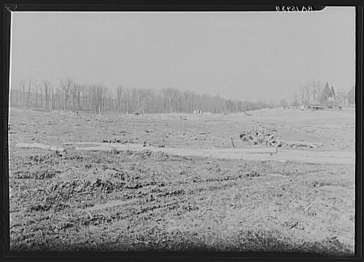 Early March progress on lake site looking towards dam. Berwyn project, Maryland