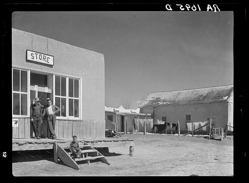 Village scene at noon. Rancho de Taos, New Mexico