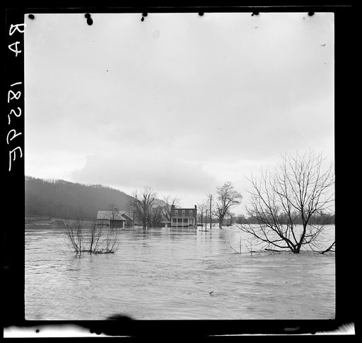 Farms completely isolated by the Shenandoah River during spring floods. West Virginia