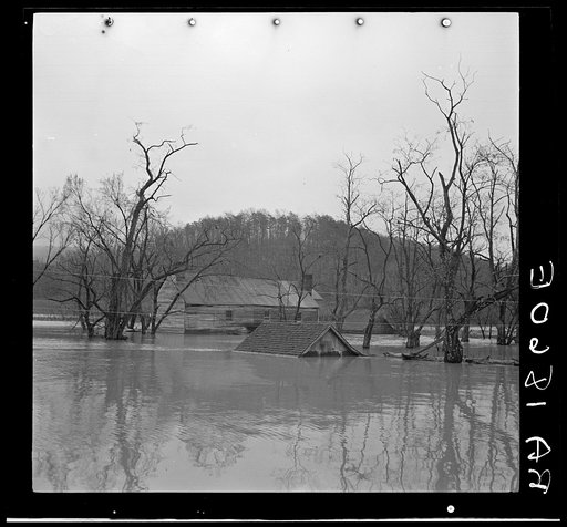 Flood waters of the Shenandoah River near Winchester, Virginia