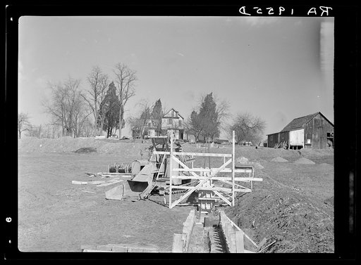 Beginnings of dam at lake site. Berwyn, Maryland