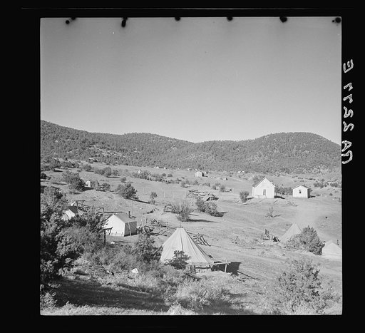 Some of the houses and tents inhabited by the Indians. Mescalero Reservation, New Mexico