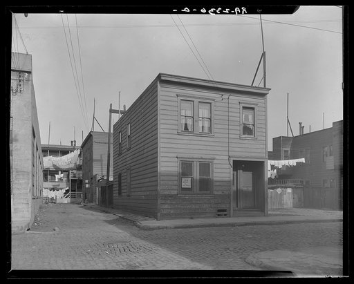 Lilac Street, Mission District. Rent fifteen dollars a month for three rooms. San Francisco, California