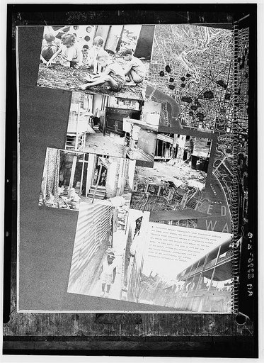 Page from an exhibition book (unique paste-up) on the housing situation in Washington, D.C., prepared by the United States Resettlement Administration in 1936.