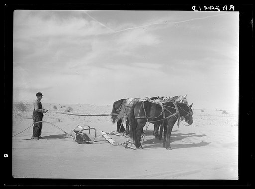 Removing drifts of soil which block the highways near Guymon, Oklahoma