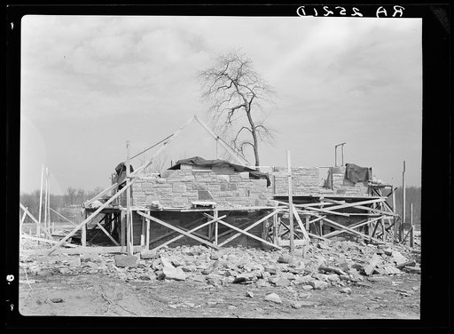 Close up of the stone house which is being built by the farmer at Crossville, Tennessee. Cumberland Homesteads