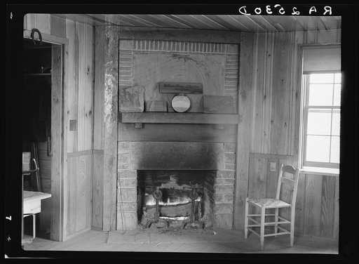 Fireplace in office of Cumberland Homesteads. Crossville, Tennessee