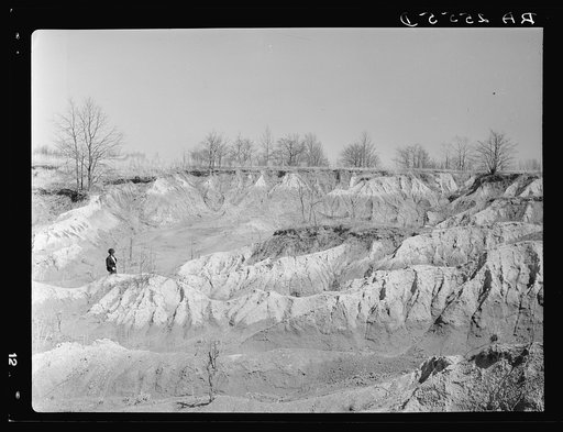 Erosion gully on Coalins Forest and Game Reservation between Tennessee and Cumberland Rivers in Kentucky