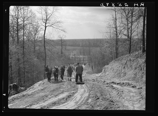 Road building. Shelby Forest recreational demonstration project. Near Memphis, Tennessee