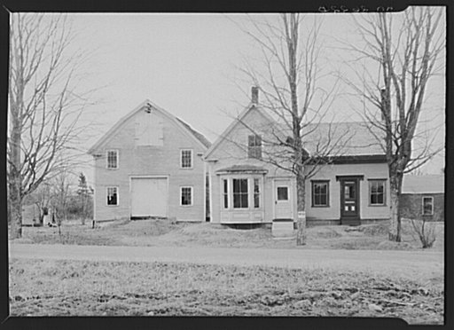 Front view of house and barn optioned for Resettlement Administration from Federal Land Bank. Winterport, Maine