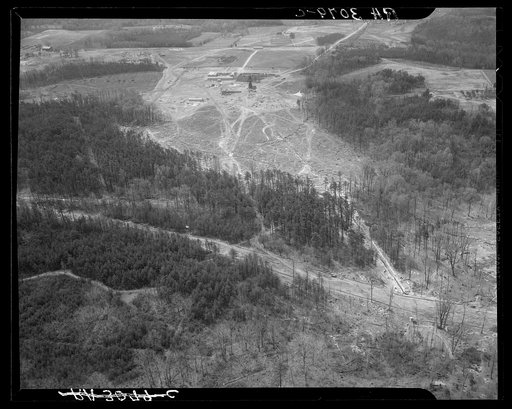 Aerial view of Greenbelt, Maryland, taken from Goodyear blimp