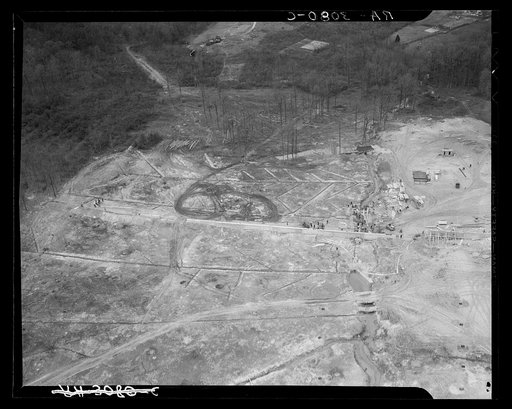Aerial view of Greenbelt, Maryland, taken from Goodyear blimp