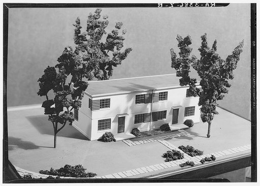 Model of duplex house proposed for Greenbelt project, Maryland