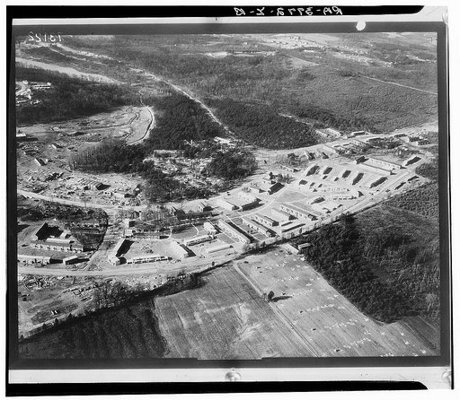 Greenbelt, Maryland. A model community planned by the Suburban Division of the United States Resettlement Administration. Airview of the project