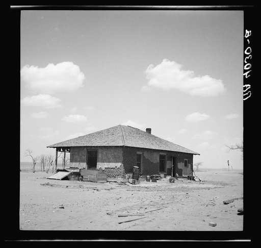 Adobe farmhouse of rehabilitation client. Cimarron County, Oklahoma. Dust bowl