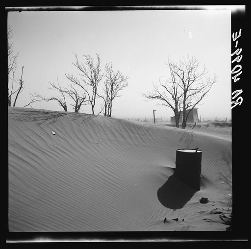 Sand dunes on a farm in Cimarron County, Oklahoma