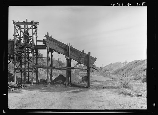 Coal mine with strip mining dumps in background. A problem in destructive land use. Cherokee County, Kansas