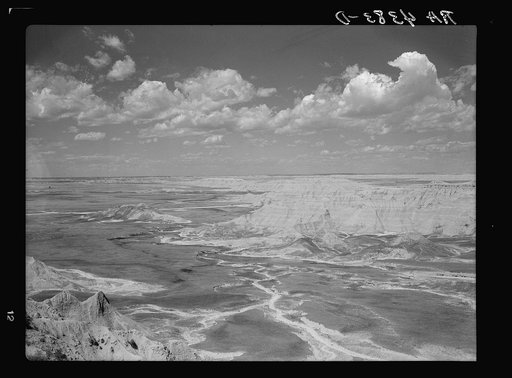 View of land purchased by United States Resettlement Administration for extension of Badlands National Park. South Dakota