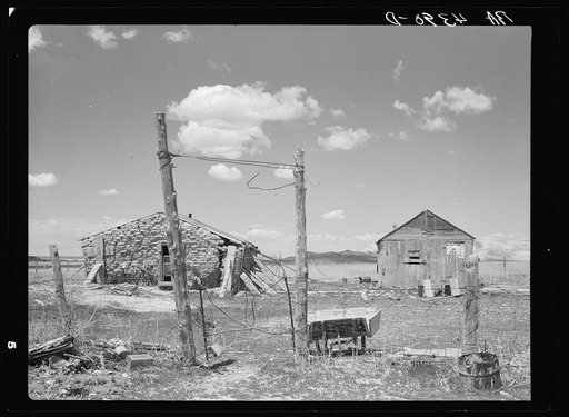 A sod house homestead on submarginal land purchased by United States Resettlement Administration. Pennington County, South Dakota