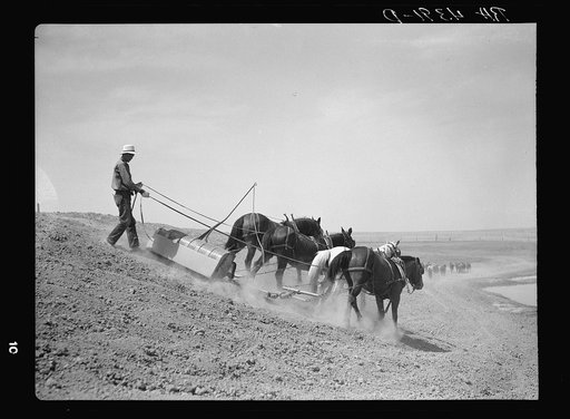 Stock water dam under construction. Pennington County, South Dakota