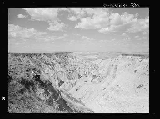 Road under construction by United States Resettlement Administration. Badlands National Park extension, South Dakota