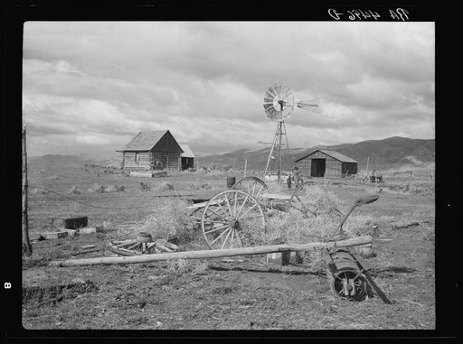 A submarginal farm purchased by Resettlement Administration and to be returned to grazing land. Oneida County, Idaho