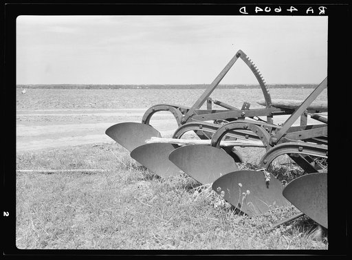 Gang plow. Pine Ridge, Nebraska