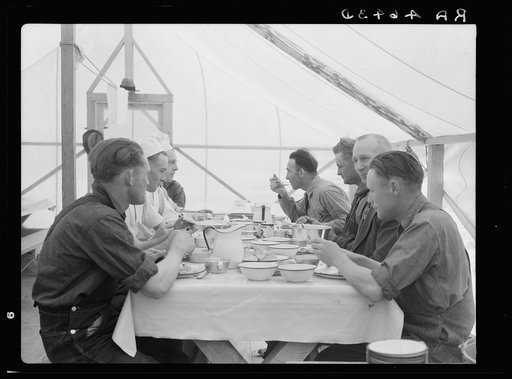 Lunch in workcamp. Oneida County grazing project, Idaho