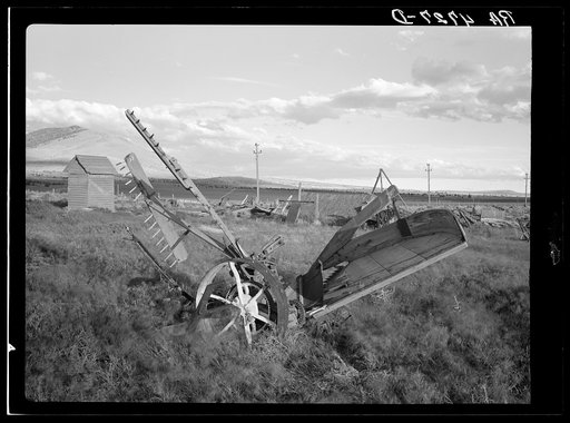 Farm implements on an abandoned farm in the Central Oregon grazing project