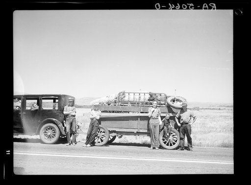 Farm family from the North Dakota drought area moving west through Montana
