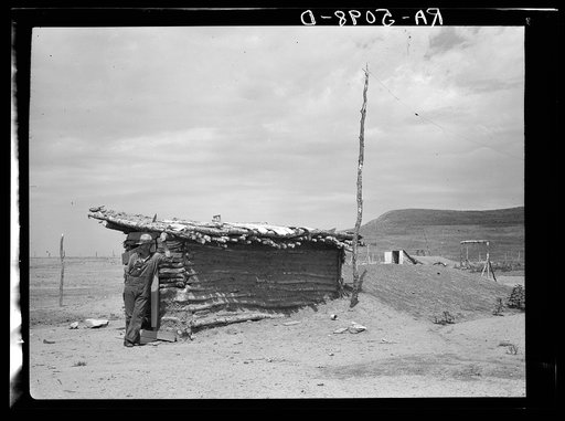 Dugout inhabited by farmers who have abandoned their farms and moved to town. Grassy Butte, North Dakota