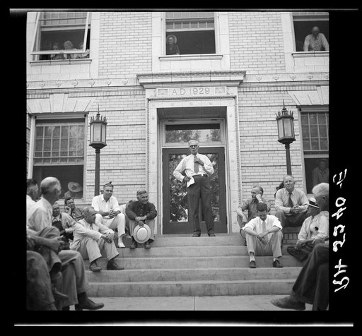 Meeting on courthouse steps. Baca County, Colorado. Drought committee
