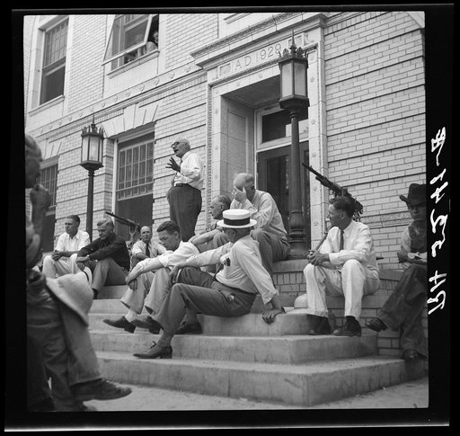 Meeting on courthouse steps. Baca County, Colorado. Drought committee