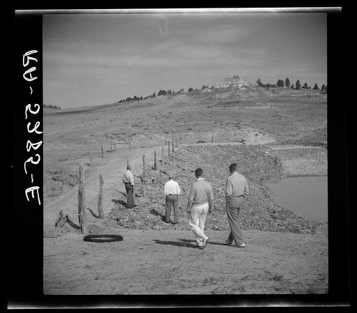 Drought committee visits a stock water dam near Gillette, Wyoming