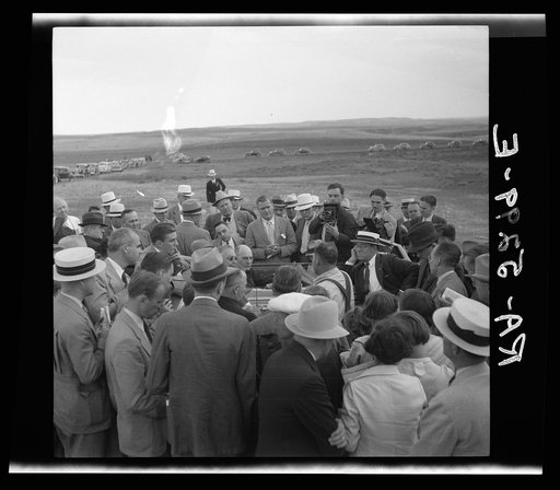 President Roosevelt at rehabilitation client's home. Mandan, North Dakota