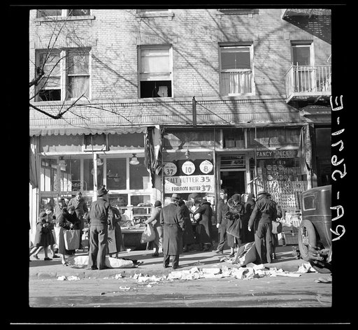 Scene along Bathgate Avenue in the Bronx, a section from which many of the New Jersey homesteaders have come, New York