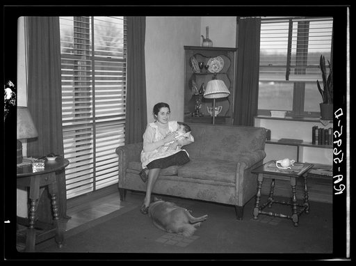 New Jersey homesteader in her living room. Hightstown, New Jersey