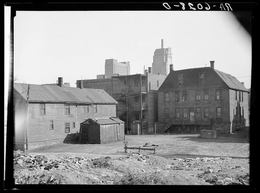 Rear of house in 700 block on Kilbourn Avenue. Milwaukee, Wisconsin