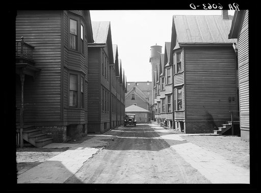 View from living quarters at 730 West Winnebago Street, looking toward alley. Milwaukee, Wisconsin