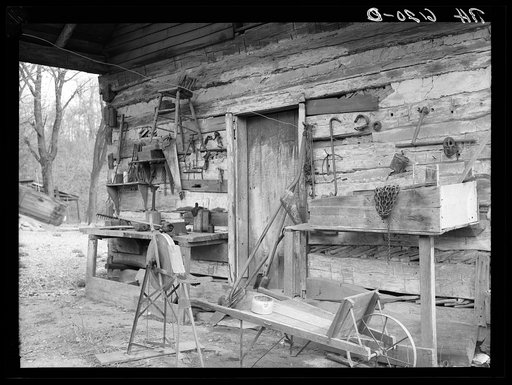 Tool shed converted from old log house on Watson homestead. Cuivre River recreational project near Troy, Missouri