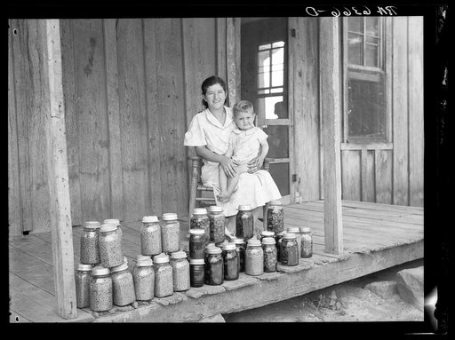 Rehabilitation client and food canned at the suggestion of Resettlement Administration rehabilitation supervisor. Near Batesville, Arkansas