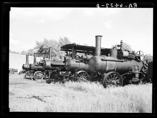 Steam threshing machines [i.e. traction engines]. Sibley, Illinois